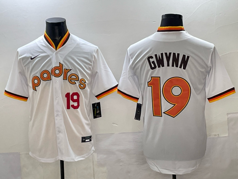Men 2025 San Diego Padres #19 Gwynn white Nike MLB Jersey 005